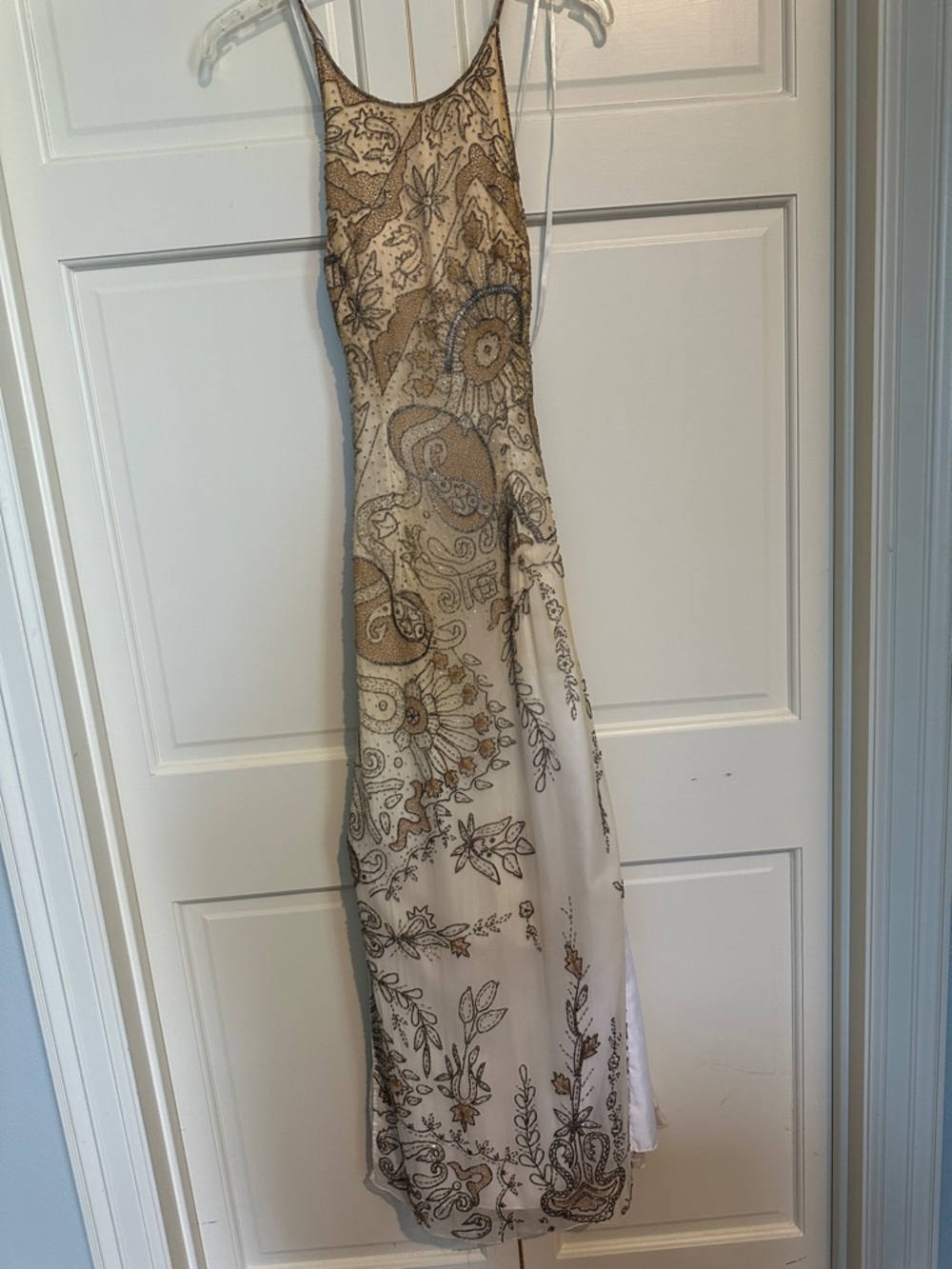Beaded Paisley beaded  Dress in Champagne and Gold